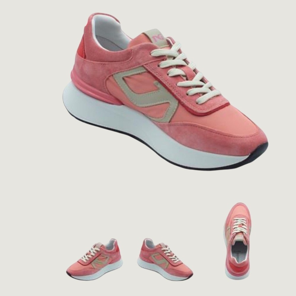 NeroGiardini Sneaker Women Size 37 Pink Excellent Italian Suede Platform Low Top